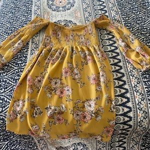 Socialite yellow off shoulder dress size small